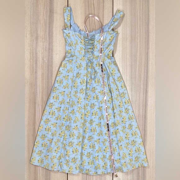 House of CB Saira Floral Lace-Up Corset Cocktail Dress in soft blue | Size M - Picture 6 of 12